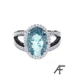 akvamarinring med diamanter