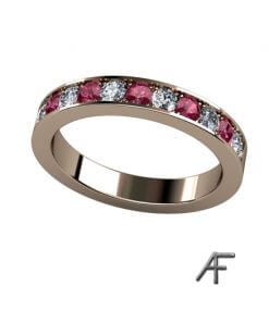 3.2 mm fadenalliansring med rubiner och diamanter