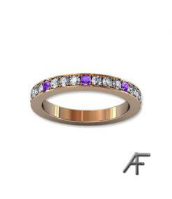 alliansring i rött guld lila diamanter