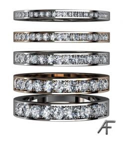 alliansringar i olika bredd med diamanter