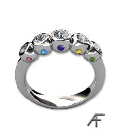 alliansring globe med färgade diamanter