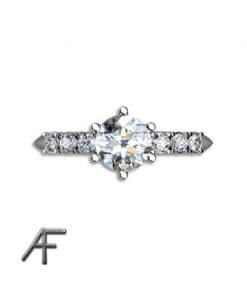 vitguldsring med center diamant