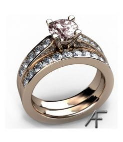 enstensring i rött guld med morgnait och diamanter