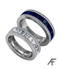 eternity vigselring herr och dam med diamanter och blå safirer