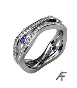 exklusiv alliansring med blå safirer och diamanter