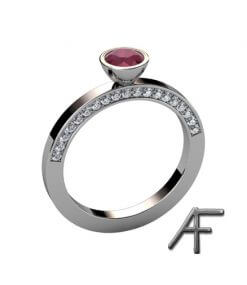 vitguldsring med rubin och diamanter