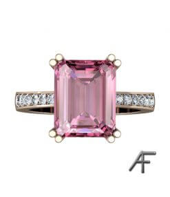 Rosa turmalin och diamanter