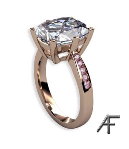 ring i 18k guld med fenakit och rosa diamanter
