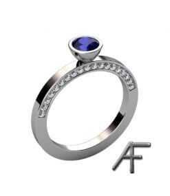 ring vitguld med blå safir och diamanter