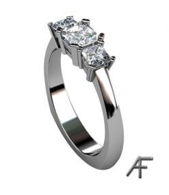 3 stensring i 18 k vitguld