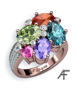 guldring med färgstenar och diamanter - Candy
