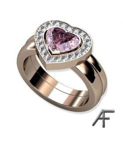 kombinationsring - heart rosa turmalin