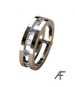 rödguldsring paralell prinsess slipade diamanter