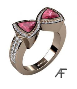 guldring med rodoliter och diamanter