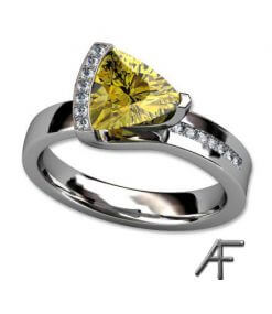 vigselring med gul safir och diamanter