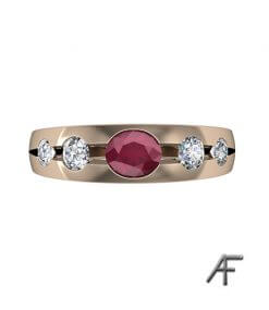 alliansring av lordrings stil med rubin och diamanter